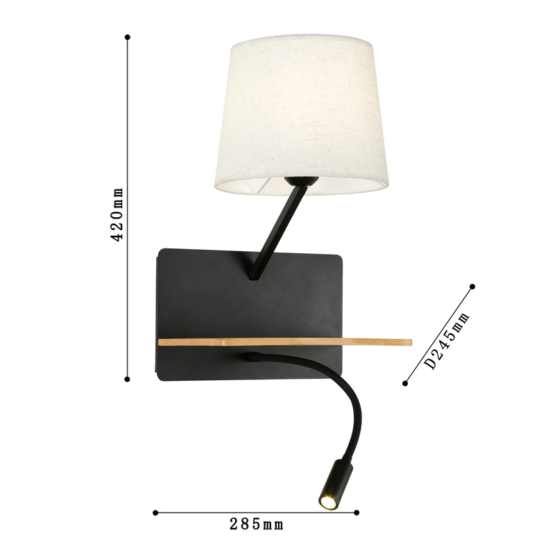 Бра с абажуром и гибким спотом Trumpet Wall Black USB Бра с абажуром и гибким спотом Trumpet Wall Black USB в Воронеже
