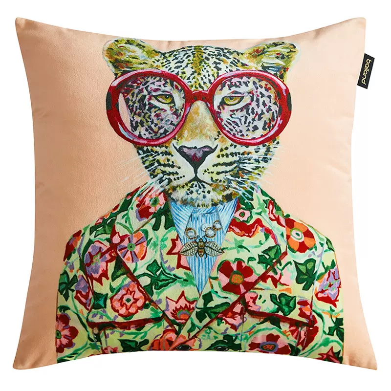 Декоративная подушка Стиль Gucci Fashion Animals Cushion Peach Мульти в Воронеже | Loft Concept 