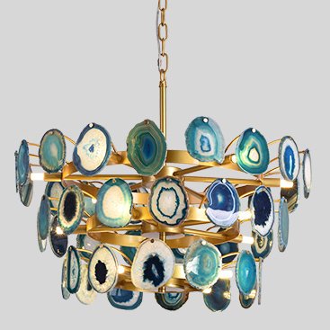 Люстра Agate Burst Chandelier 3 Round blue Зеленый Золотой в Воронеже | Loft Concept 