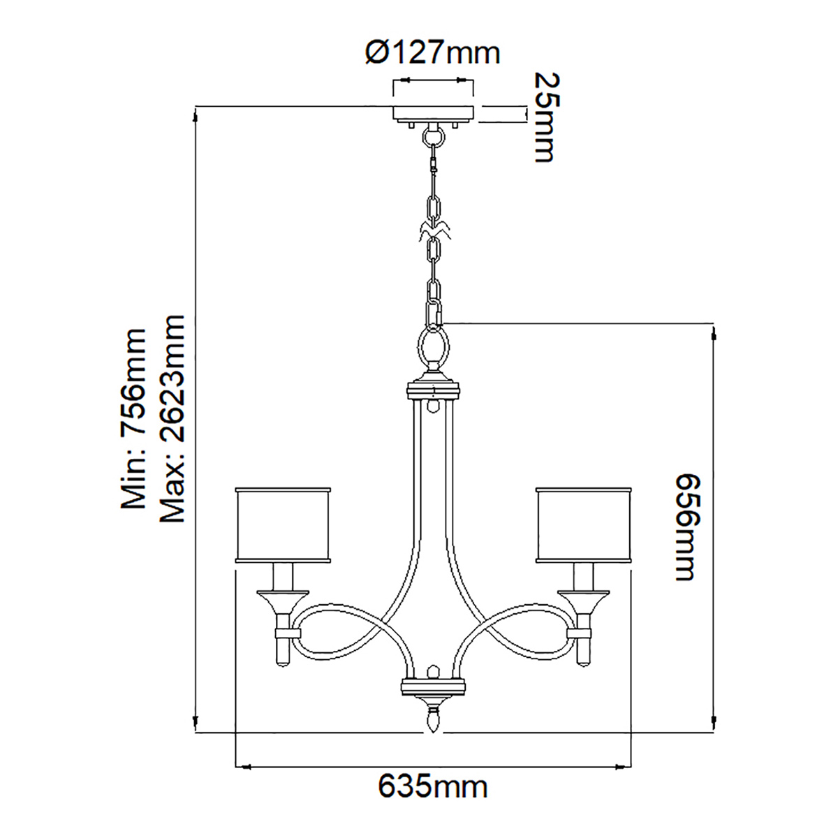 Люстра с белыми тканевыми абажурами в прозрачных стеклянных цилиндрах Kichler в Воронеже