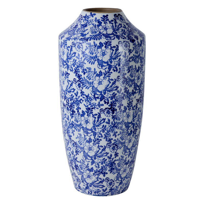 Ваза с синим цветочным узором Blue & White Ornament Белый Синий Ваза с синим цветочным узором Blue & White Ornament Белый Синий в Воронеже | Loft Concept
