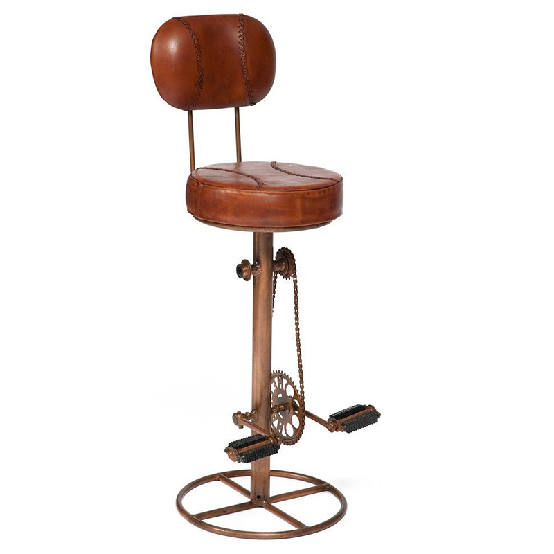 Стул с педалями от велосипеда со спинкой Buffalo Leather Industrial Chair Коричневый Стул с педалями от велосипеда со спинкой Buffalo Leather Industrial Chair Коричневый в Воронеже | Loft Concept