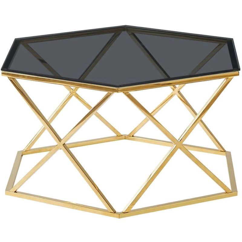 Столик кофейный Ormando Collection Gold №1 Глянцевое золото Стекло Смок в Воронеже | Loft Concept 