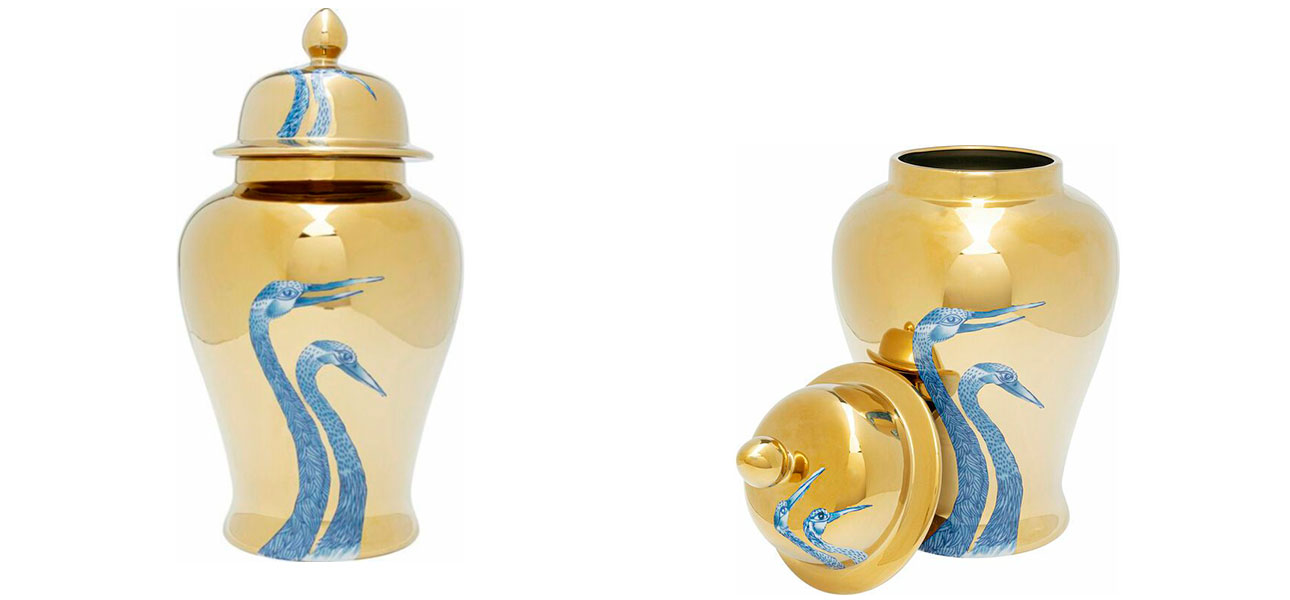Ваза золотая с крышкой Married couple - фото №1