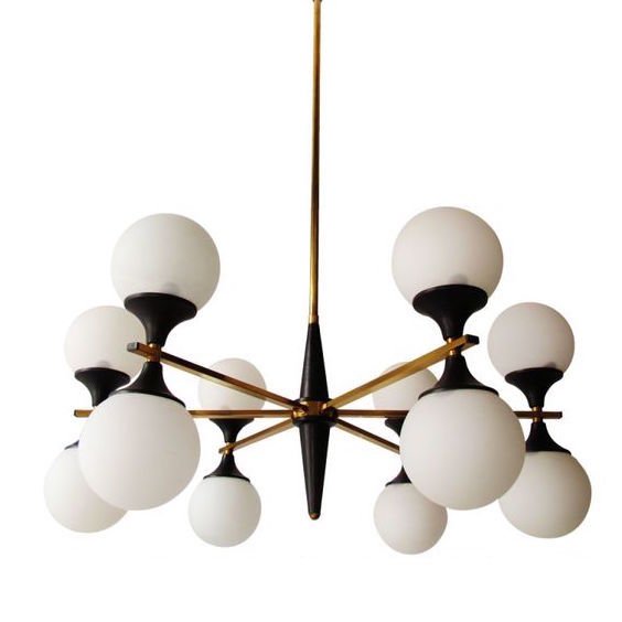 Люстра Ball Valley Arredoluce Chandelier Белый Латунь Черный Люстра Ball Valley Arredoluce Chandelier Белый Латунь Черный в Воронеже | Loft Concept