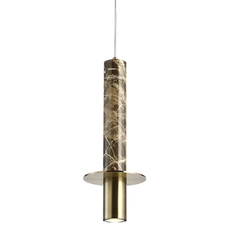 Подвесной светильник с декором под коричневый мрамор Shaw Marble Brass Латунь Коричневый Подвесной светильник с декором под коричневый мрамор Shaw Marble Brass Латунь Коричневый в Воронеже | Loft Concept