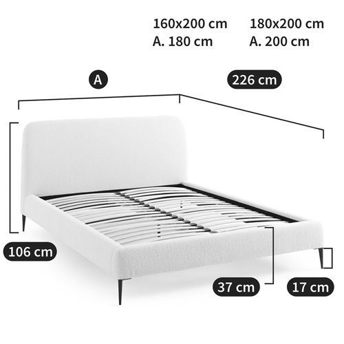 Кровать с обивкой букле Wanda Boucle Bed в Воронеже