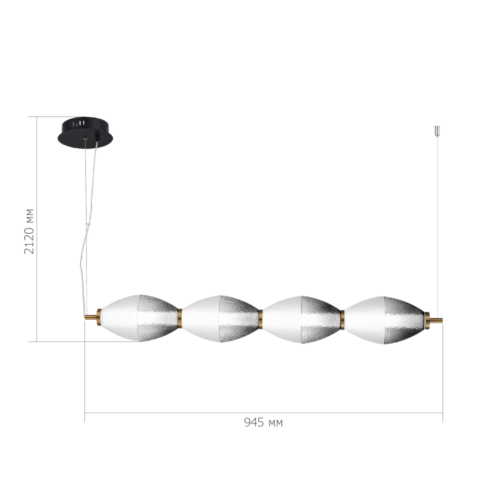 Подвесной светильник линейный в сочетании двух разных фактур стекла Enchanting в Воронеже