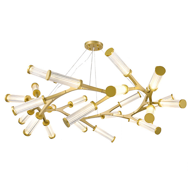 Люстра Cylinder Branches Chandelier Ring Gold Золотой Прозрачный в Воронеже | Loft Concept 