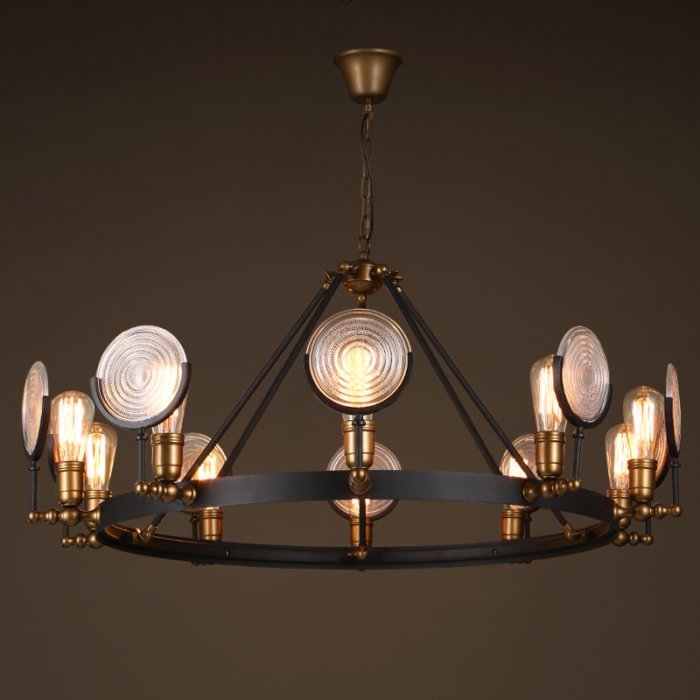 Люстра GASLIGHT LENS Chandelier 10 Черный в Воронеже | Loft Concept 