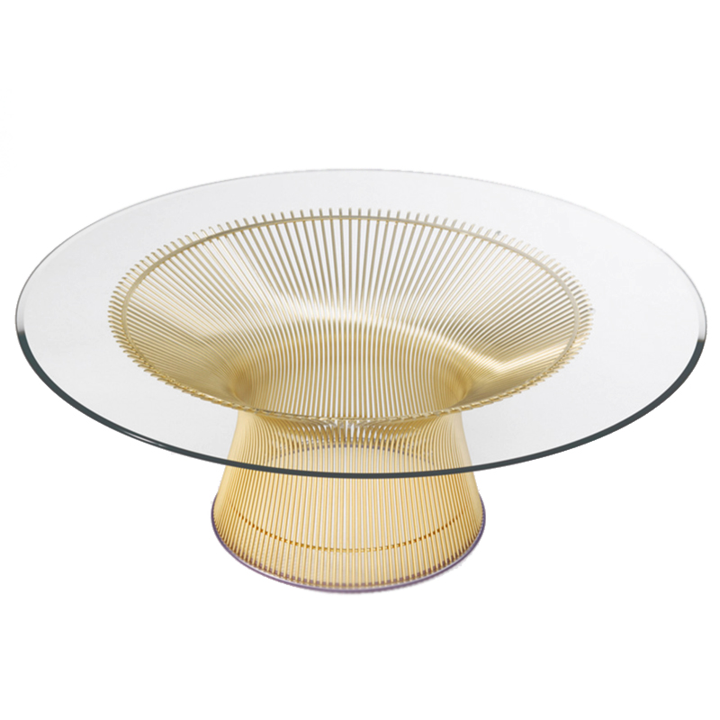 Стол Platner Coffee Gold Глянцевое золото Прозрачное Стекло в Воронеже | Loft Concept 