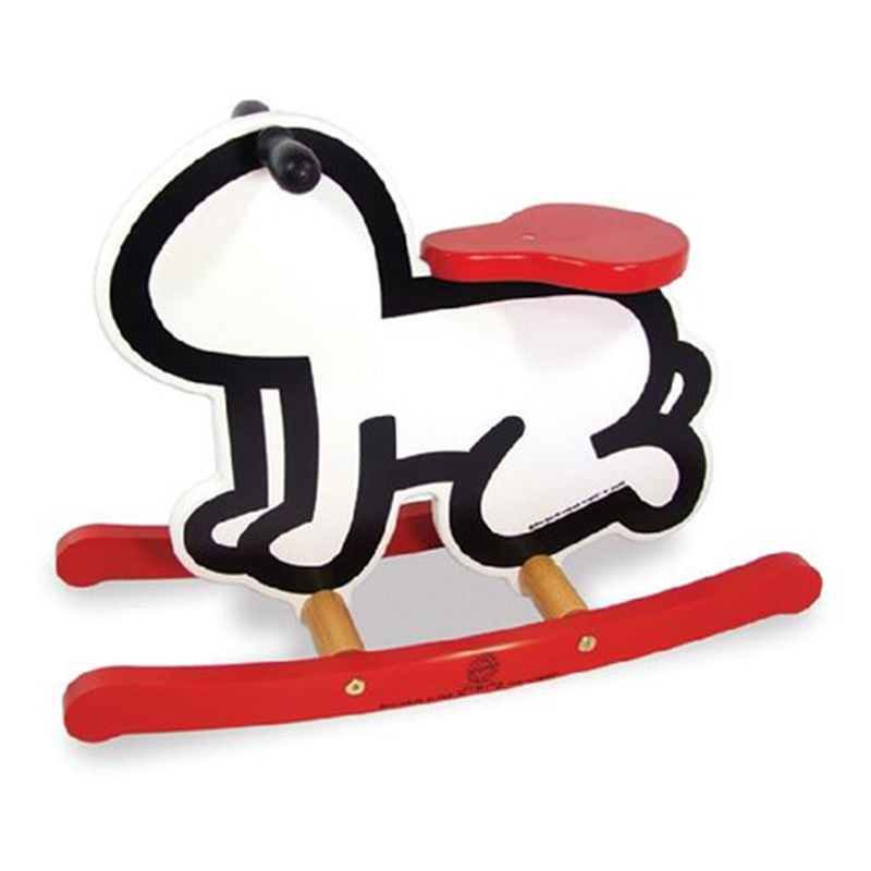 Детская деревянная качалка VILAC KEITH HARING ROCKER BABY TOY-WHITE Красный Черный Белый в Воронеже | Loft Concept 