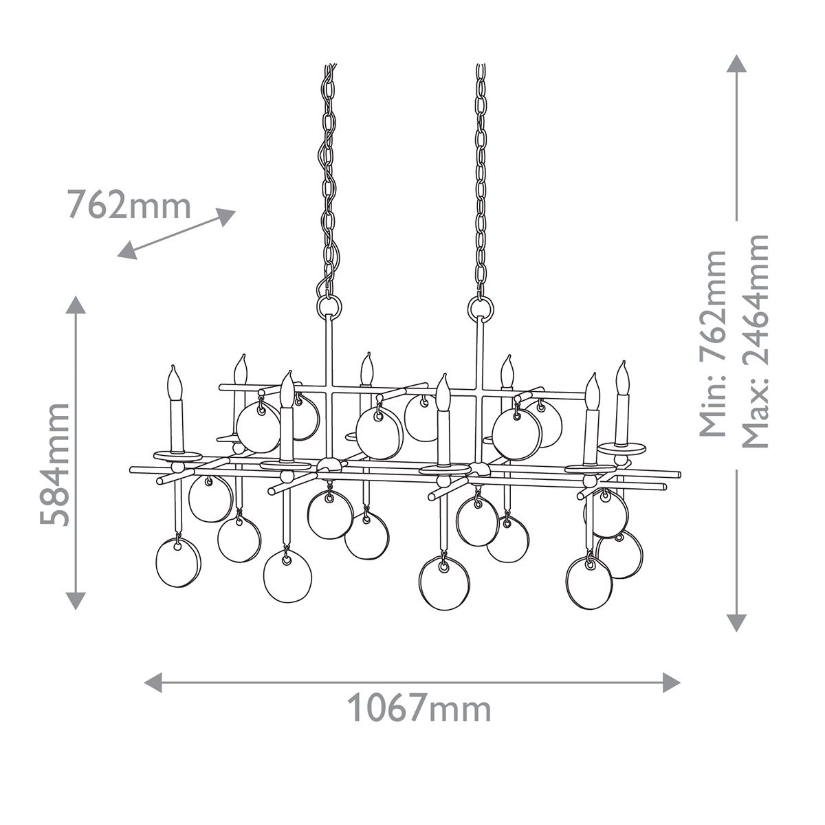 Люстра подвесная с 8-ю лампами и стеклянными круглыми подвесками Currey & Company в Воронеже
