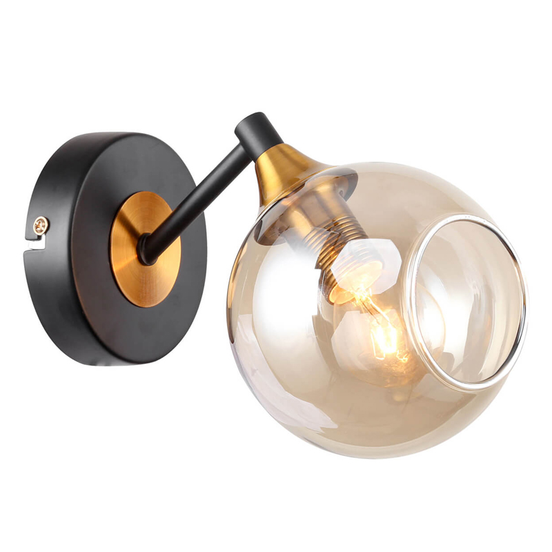 Бра Loft Globe Черный Латунь Янтарь (Amber) Бра Loft Globe Черный Латунь Янтарь (Amber) в Воронеже | Loft Concept