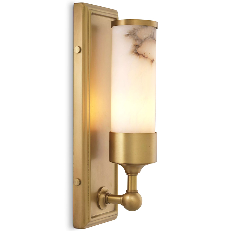 Бра Eichholtz Wall Lamp Valentine Alabaster Бежевый Белый Мрамор Bianco Латунь в Воронеже | Loft Concept 