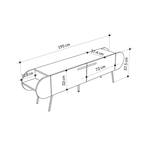 ТВ-тумба серая с 2-мя откидными дверцами и 2-мя открытыми полками CAPSULE TV STAND RETRO GREY в Воронеже