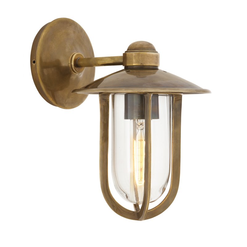 Бра Eichholtz Wall Lamp Seg Harbour Brass Латунь Античная полированная Прозрачное Стекло в Воронеже | Loft Concept 