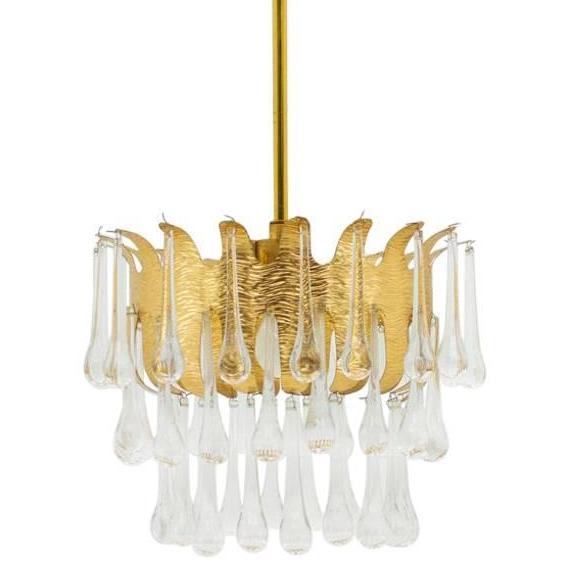 Люстра Ernst Palme Glass and Gilded Brass Chandelier Золотой в Воронеже | Loft Concept 