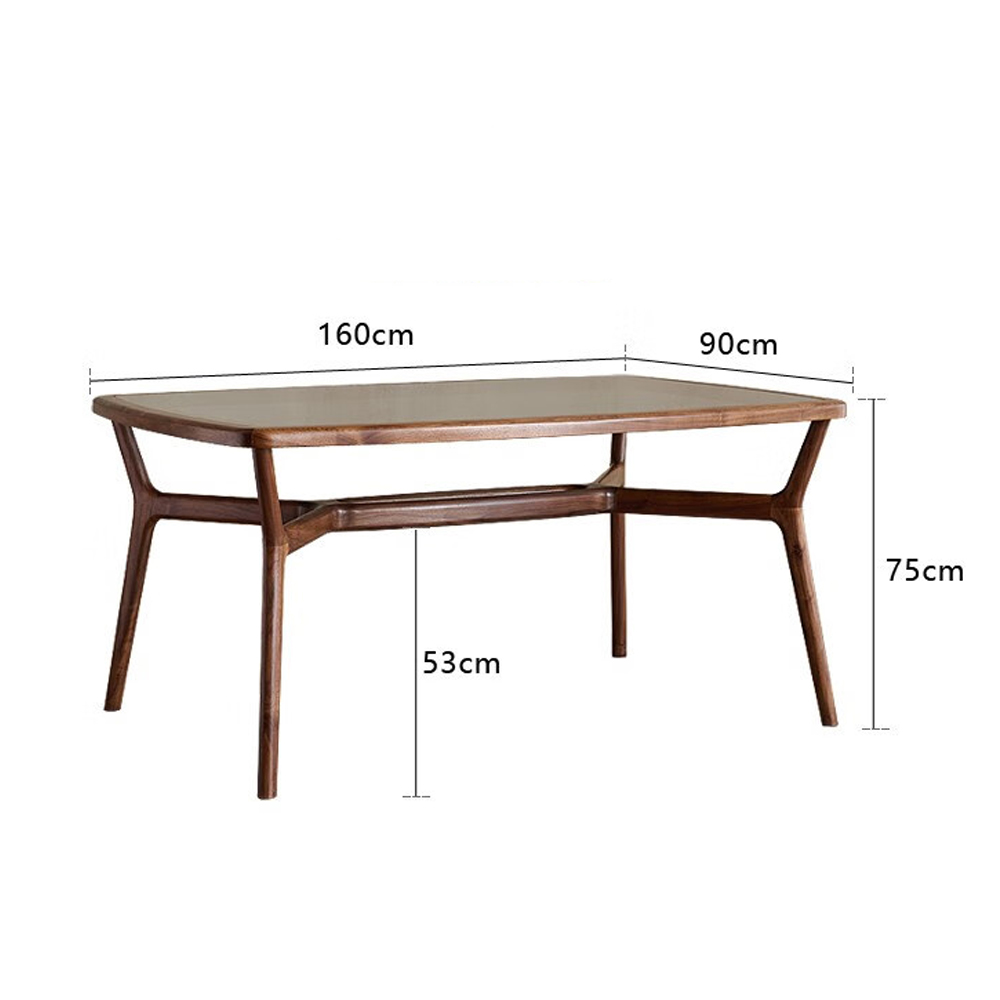 Стол обеденный с каркасом из дерева и стеклянной столешницей Walnut Dining Table в Воронеже