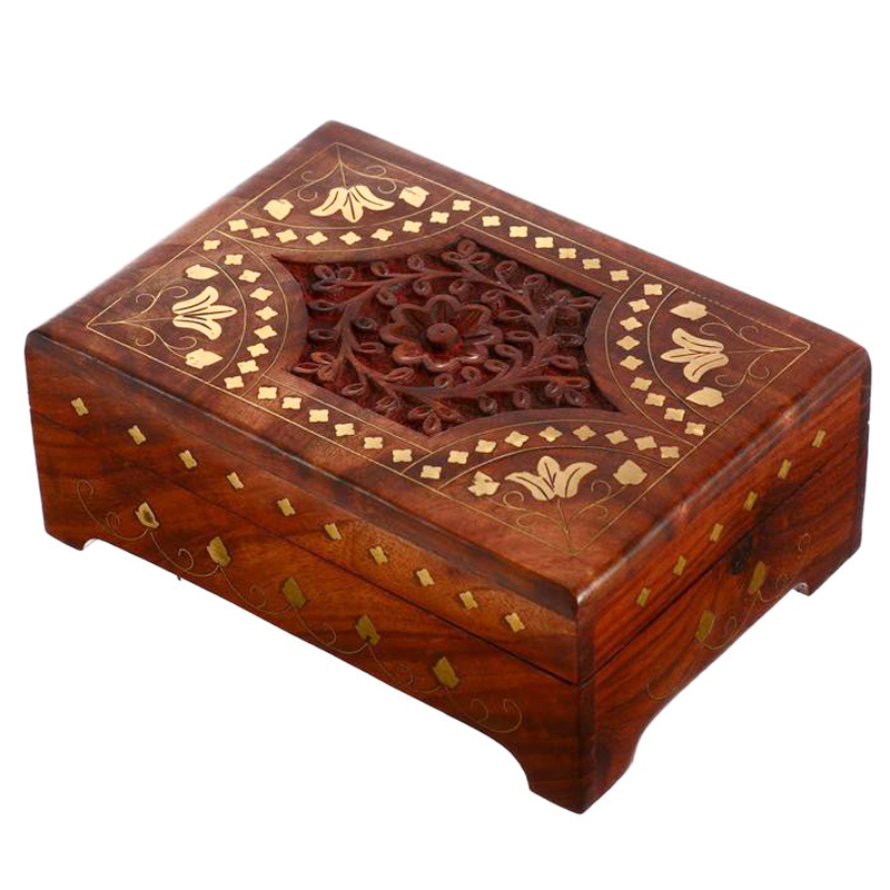 Шкатулка Fulari Indian Inlay Box Коричневый в Воронеже | Loft Concept 