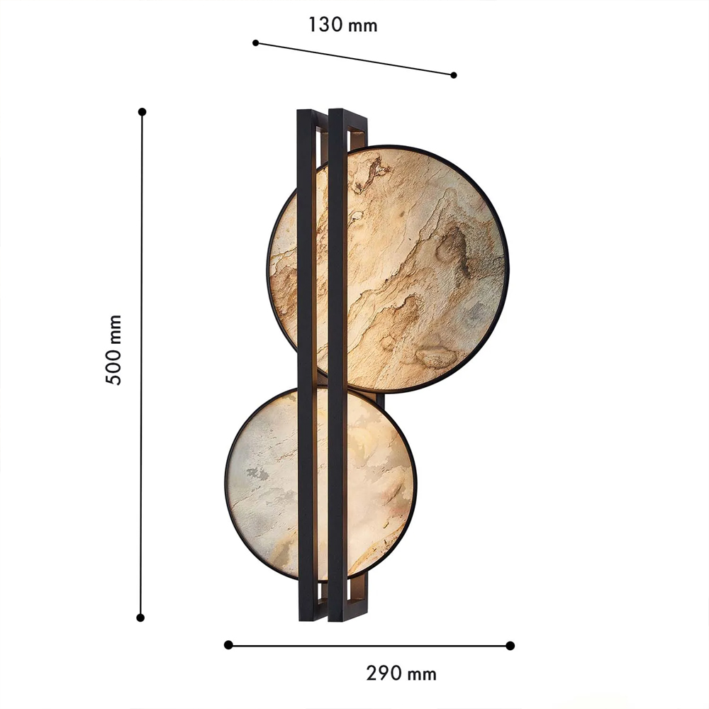 Бра из двух каменных дисков в металлической раме Constellation в Воронеже