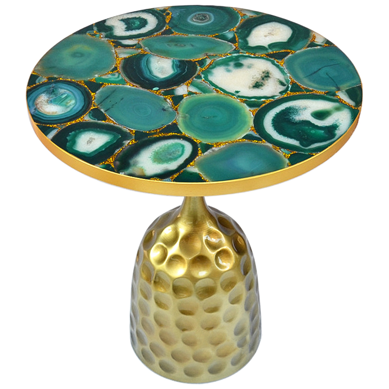 Приставной стол Cluster Surface Green Agate Side Table Зеленый Латунь Золотой в Воронеже | Loft Concept 