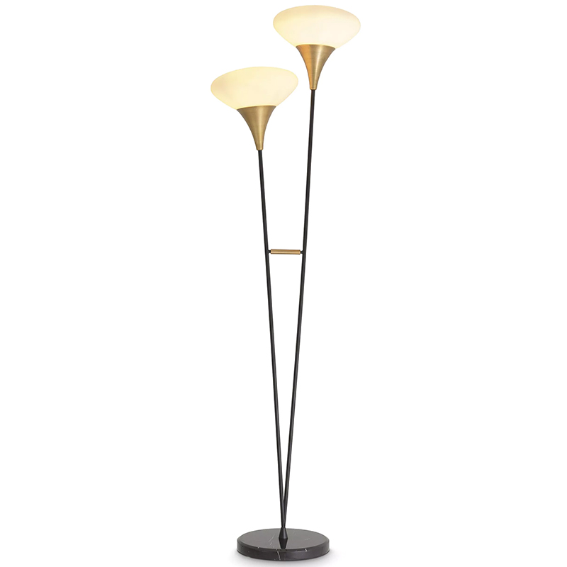 Торшер Eichholtz Floor Lamp Duco Латунь Белый Черный Черный Мрамор Nero в Воронеже | Loft Concept 