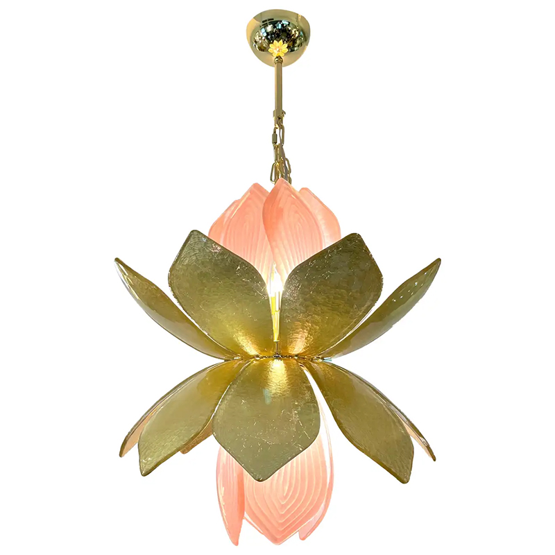 Люстра Contemporary Italian Brass Pink Gold Leaf Murano Glass Flower Chandelier Pendant Золотой Розовый Люстра Contemporary Italian Brass Pink Gold Leaf Murano Glass Flower Chandelier Pendant Золотой Розовый в Воронеже | Loft Concept