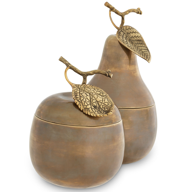 Комплект шкатулок Eichholtz Box Apple & Pear set of 2 brass Винтажная латунь в Воронеже | Loft Concept 