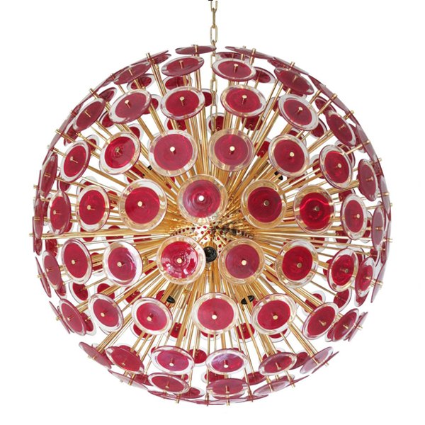 Murano Red Disco Glass Sputnik Chandelier Vistosi Красный (Red) Золотой в Воронеже | Loft Concept 