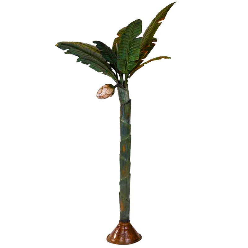 Торшер Дизайнерский Зеленый Банан Painted Metal Sculpture of Palm or Banana Tree and Flower Искусственная бурая ржавчина Зеленый в Воронеже | Loft Concept 