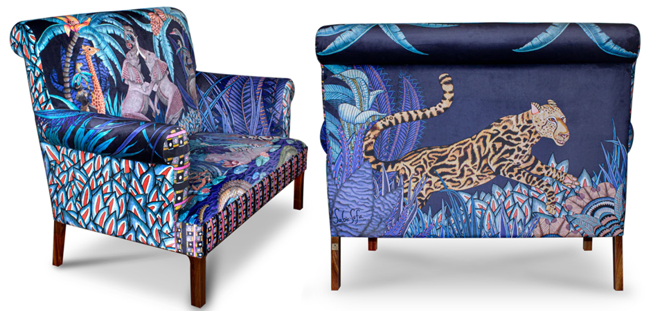 Диван Ardmore Design Sabie Sofa in Tanzanite Синий Тропический Орнамент Диван Ardmore Design Sabie Sofa in Tanzanite Синий Тропический Орнамент - Loft-Concept в Воронеже