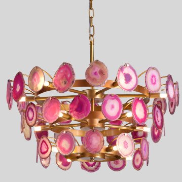 Люстра Agate Burst Chandelier 3 Round pink Розовый пастельный Золотой в Воронеже | Loft Concept 