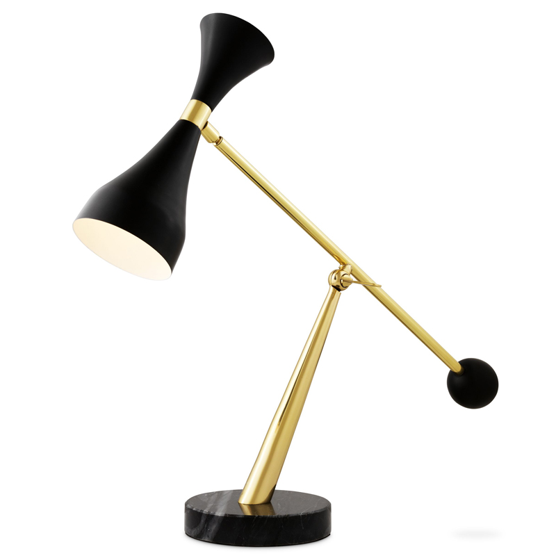 Настольная лампа Eichholtz Desk Lamp Cordero Черный Латунь Черный Мрамор Nero в Воронеже | Loft Concept 