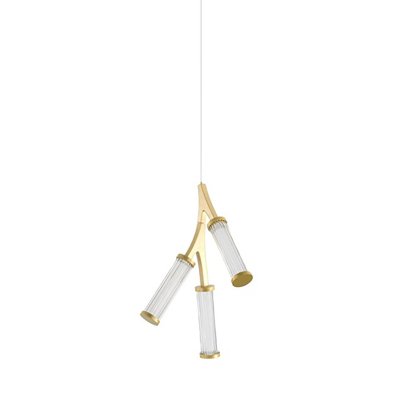 Люстра Cylinder Branches Chandelier Gold 3 Золотой Прозрачный в Воронеже | Loft Concept 