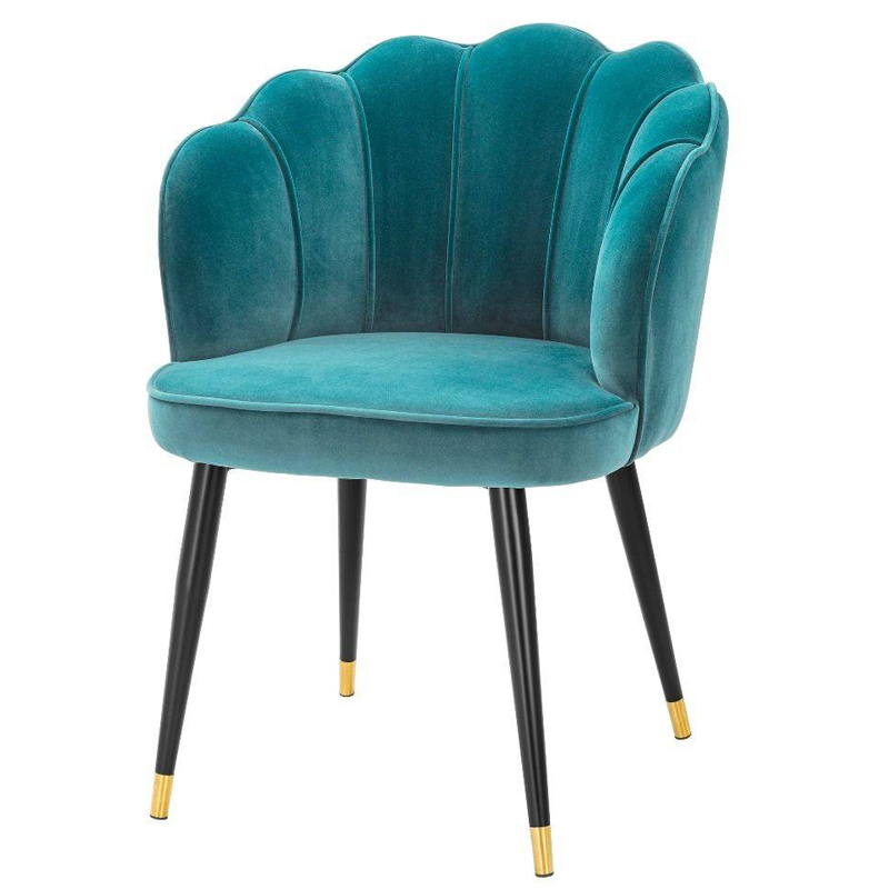 Стул Eichholtz Dining Chair Bristol sea green Бирюзовый Черный Латунь в Воронеже | Loft Concept 