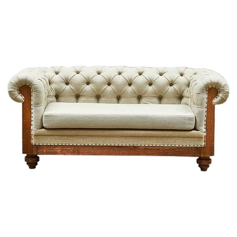 Диван Deconstructed Chesterfield Sofa double Ivory Linen ivory ( слоновая кость ) Коричневый в Воронеже | Loft Concept 