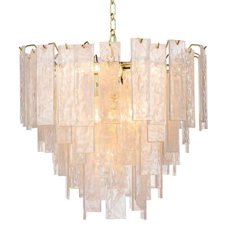 Люстра Textured Glass Chandelier Rectangular Pendants Золотой Прозрачный (Transparent) в Воронеже | Loft Concept 