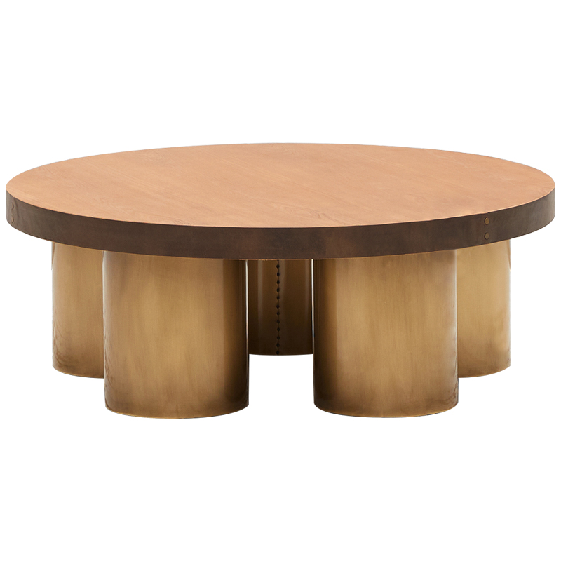 Круглый кофейный стол Stokes Coffee Table Латунь Коричневый Древесина Круглый кофейный стол Stokes Coffee Table Латунь Коричневый Древесина в Воронеже | Loft Concept