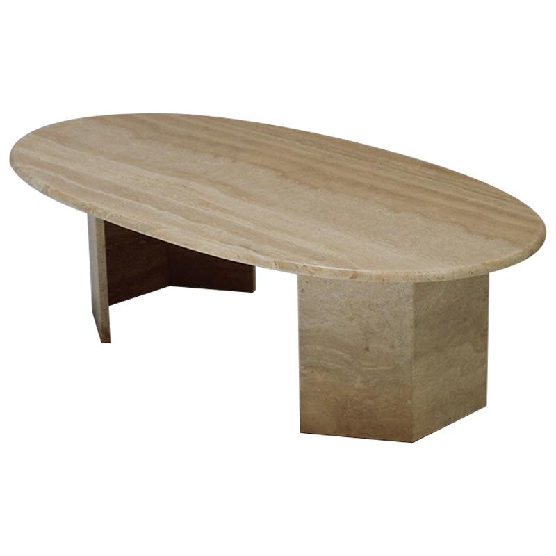 Кофейный стол Oval Travertine Coffee Table Коричневый в Воронеже | Loft Concept 