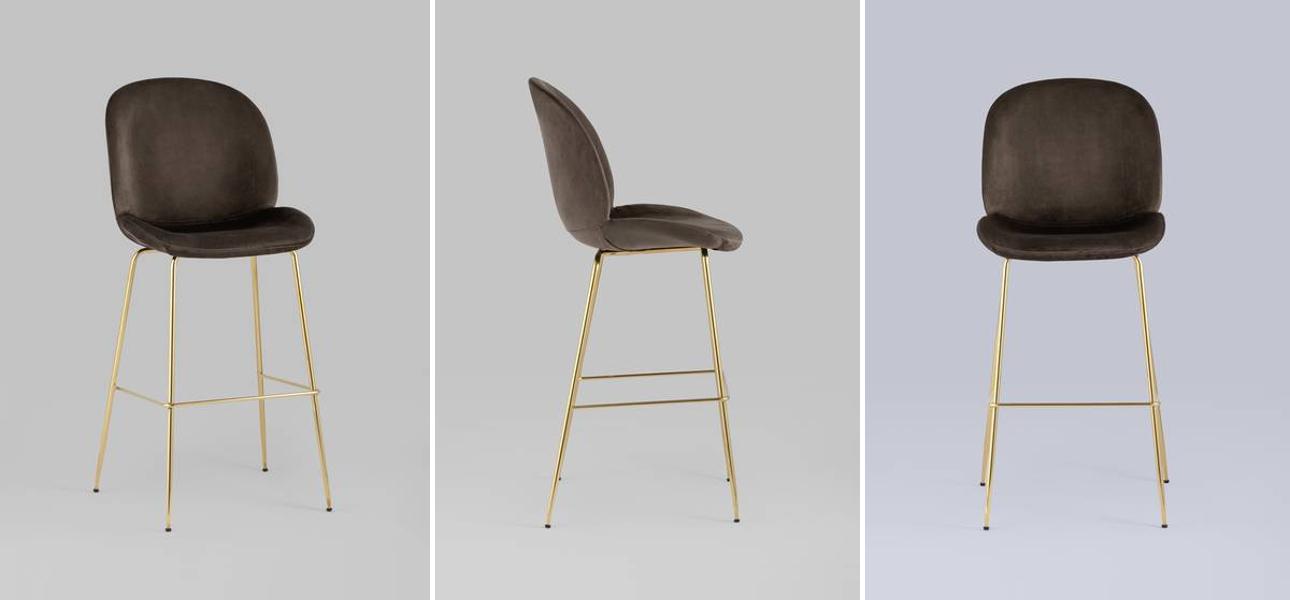 Барный Стул Коричневый Велюр Vendramin Chair - фото