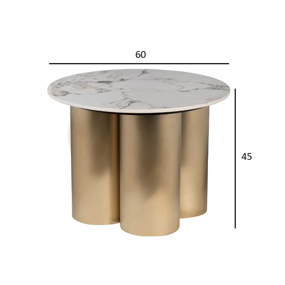 Стол журнальный круглый керамогранит белый Keramos в Воронеже