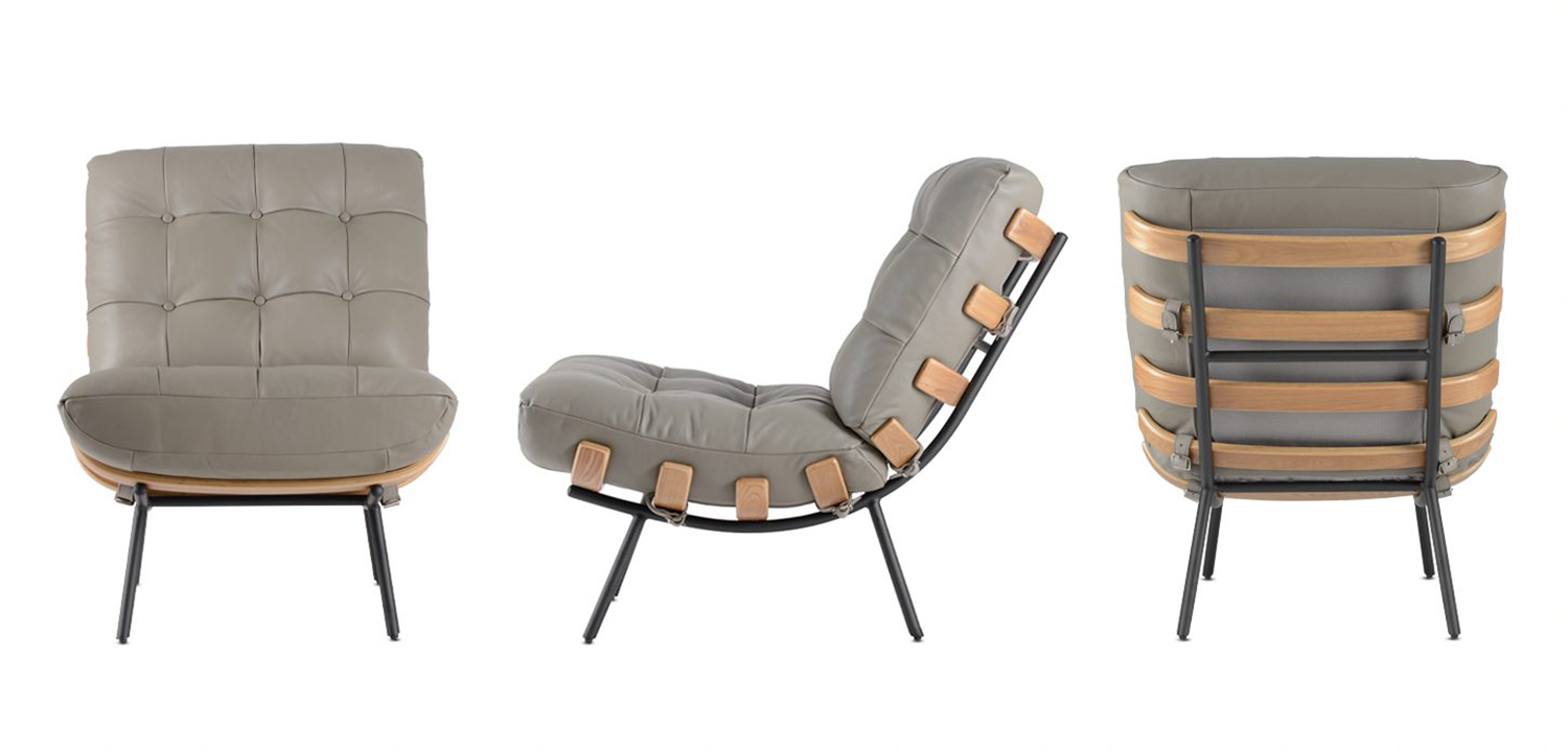 Кресло Philbert Chair grey leather - фото