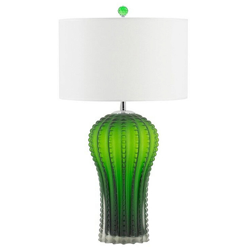 Настольная лампа с тканевым абажуром и основанием в форме кактуса Cactus Table Lamp Белый Зеленый в Воронеже | Loft Concept 