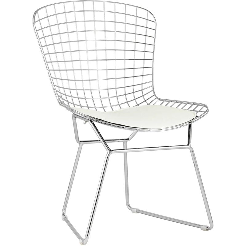 Стул Bertoia Chair Хромированный с Белой подушкой Хром Белый в Воронеже | Loft Concept 