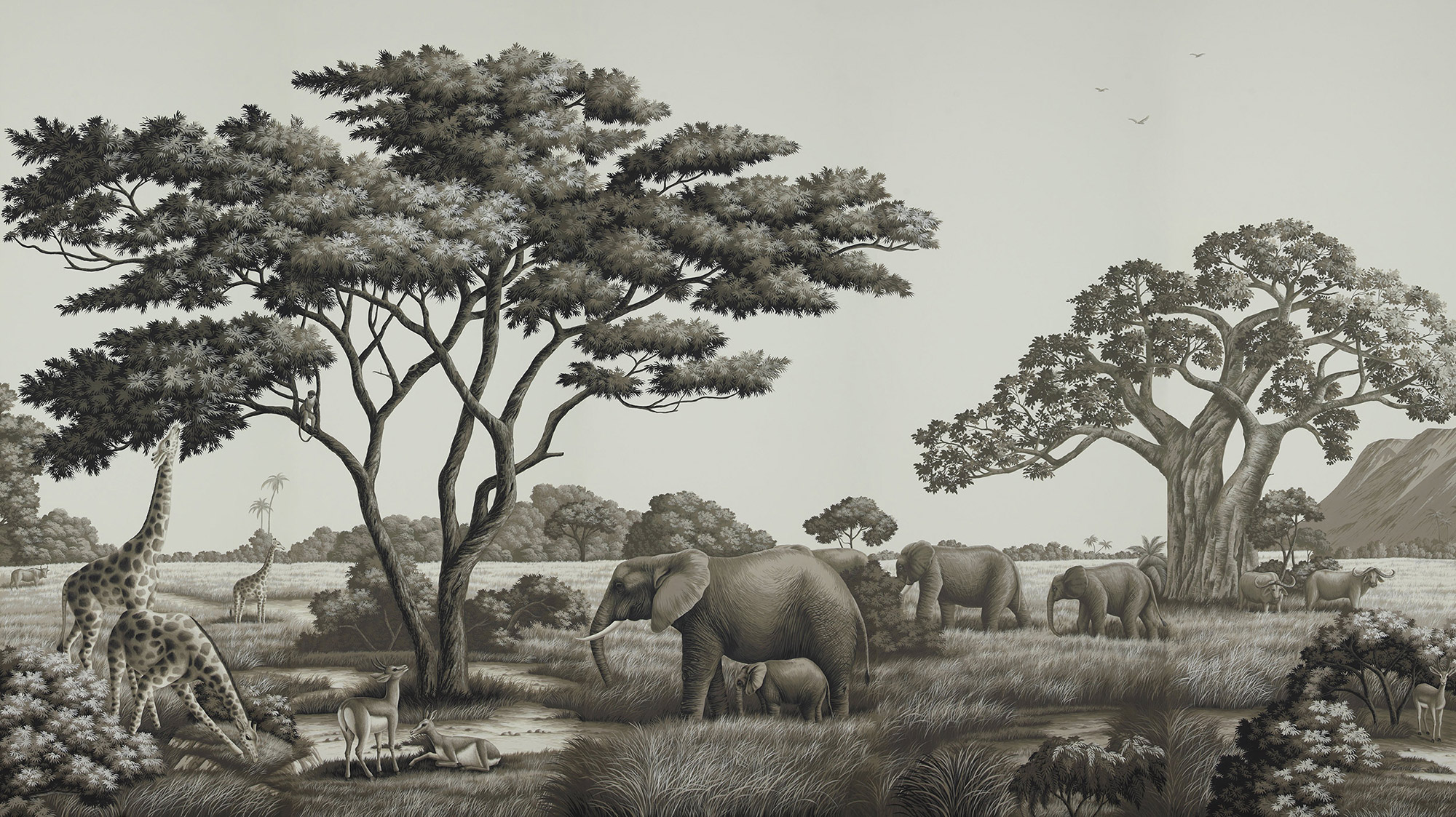 Обои ручная роспись African Savannah Colourway SC-94 on scenic paper Обои ручная роспись African Savannah Colourway SC-94 on scenic paper - постер Loft-Concept в Воронеже