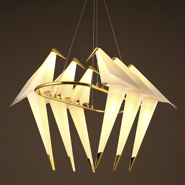 Люстра Origami Bird Chandelier 6 Бежево-серый Золотой в Воронеже | Loft Concept 