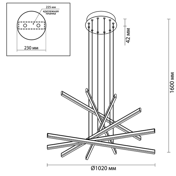 Люстра Rolf Six Black Lines Chandelier в Воронеже