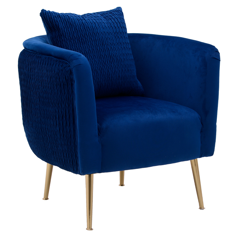 Кресло Yvette Armchair Blue Синий Глянцевое золото в Воронеже | Loft Concept 