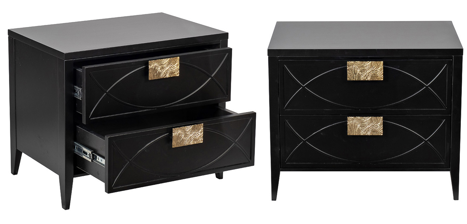 Тумба с 2-мя ящиками Amelie Black Nightstand Черная - фото